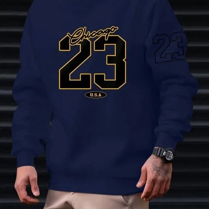 Felpa Uomo Casual con Stampa 23 – Sweatshirt Sportiva Girocollo