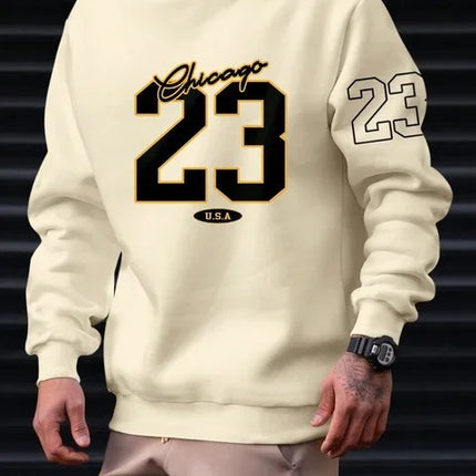 Felpa Uomo Casual con Stampa 23 – Sweatshirt Sportiva Girocollo