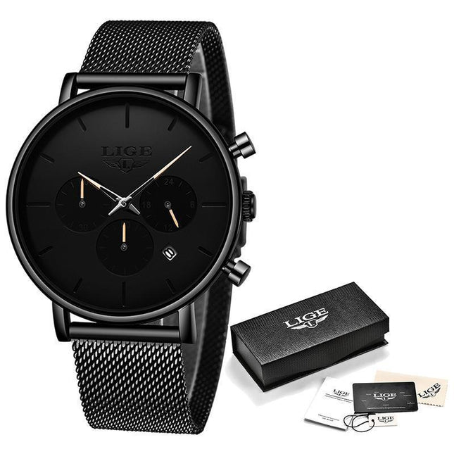 Orologio Uomo Total Black con Maglia Milanese
