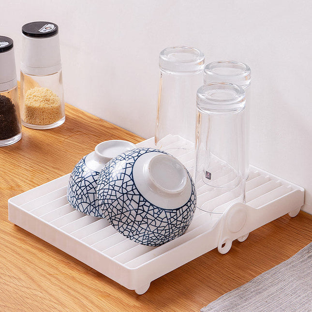 Foldable Dish Drying Rack with Plate and Bowl Storage