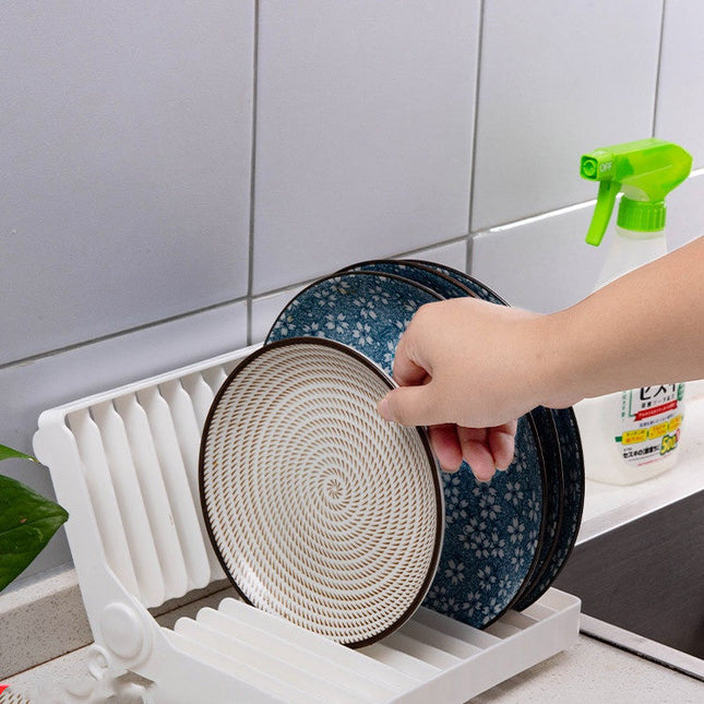 Foldable Dish Drying Rack with Plate and Bowl Storage