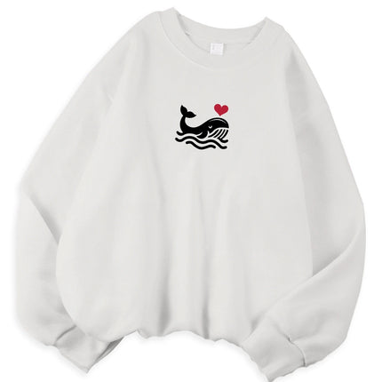 Felpa donna casual con stampa e cappuccio