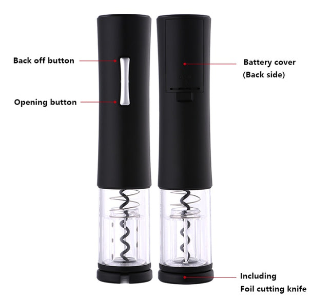 Automatic Electric Wine Opener Set with Foil Cutter and Elegant Design