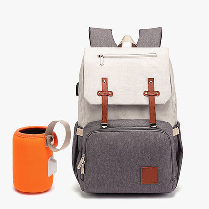 Zaino Donna Elegante Bicolore Nero e Grigio con Dettagli Oro