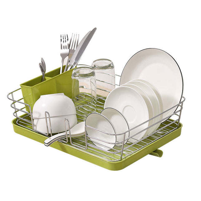 Modern Dish Drying Rack with Drip Tray and Utensil Holder