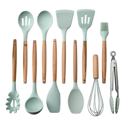 Silicone Kitchen Utensils with Wooden Handle