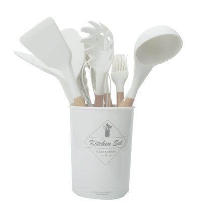 Silicone Kitchen Utensils with Wooden Handle