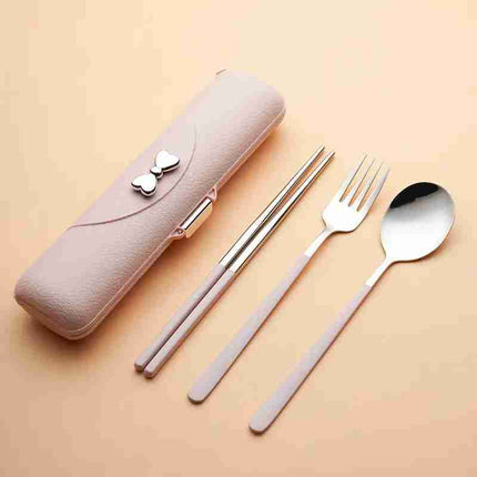 Portable Stainless Steel Travel Cutlery Set with Case – Reusable Fork, Spoon & Chopsticks