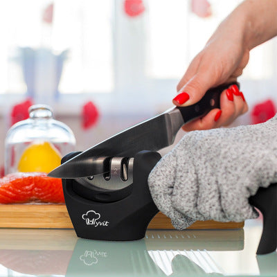 3-Stage Kitchen Knife Sharpener with Diamond Tungsten Steel & Ceramic Sharpening Slots