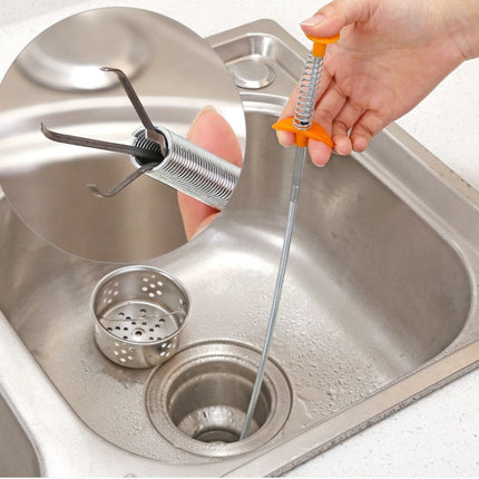 60CM Flexible Drain Clog Remover Tool – Stainless Steel Hair & Sink Cleaner Spring