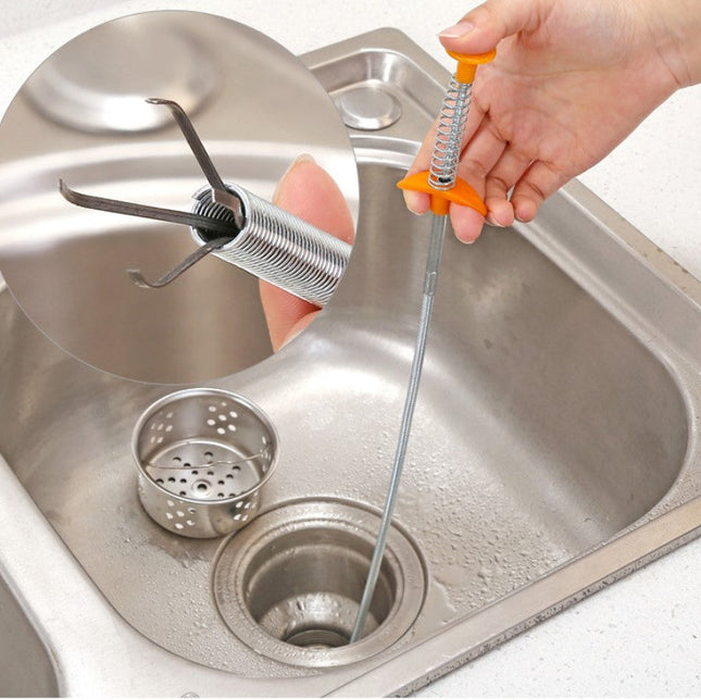 60CM Flexible Drain Clog Remover Tool – Stainless Steel Hair & Sink Cleaner Spring