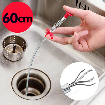 60CM Flexible Drain Clog Remover Tool – Stainless Steel Hair & Sink Cleaner Spring