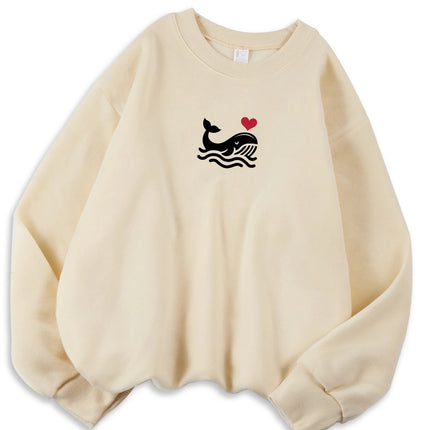 Felpa donna casual con stampa e cappuccio