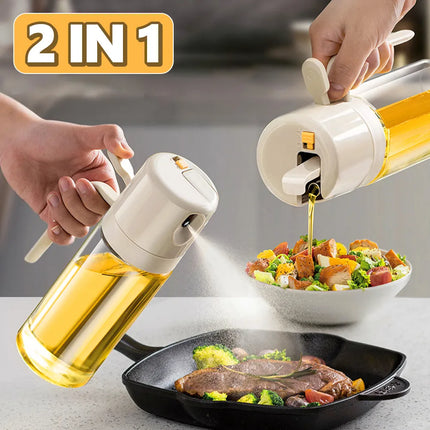 2-in-1 Olive Oil Sprayer Bottle – Glass Cooking Oil Dispenser with Spray & Pour Function