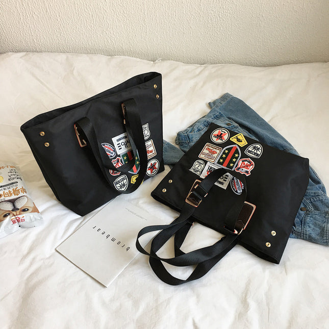 Borsa Shopper Donna con Patch Decorative