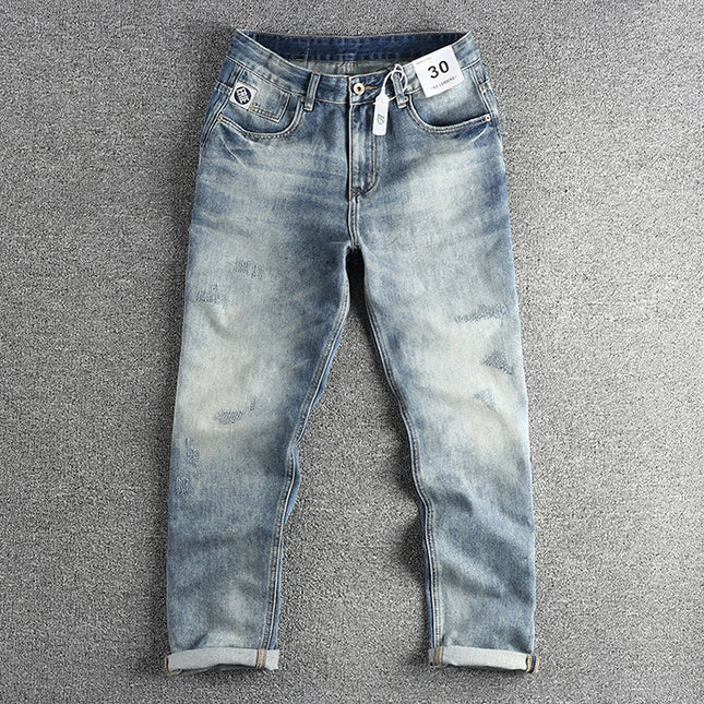 Jeans Uomo in Denim Lavaggio Chiaro