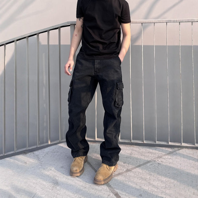 Pantaloni Uomo Straight-Leg Relaxed Fit – Workwear con Tasche e Lavaggio Vintage