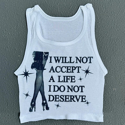 Crop Top Donna a Canotta con Stampa Testuale