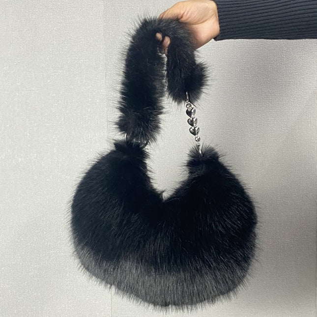 Borsa Donna in Eco Pelliccia – Mini Hobo Morbida Effetto Soffice