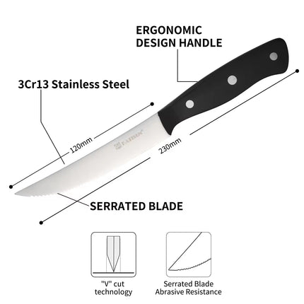 8-Piece Premium Steak Knife Set – Ultra Sharp Carbon Steel Knives with Ergonomic Handles