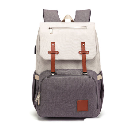 Zaino Donna Elegante Bicolore Nero e Grigio con Dettagli Oro