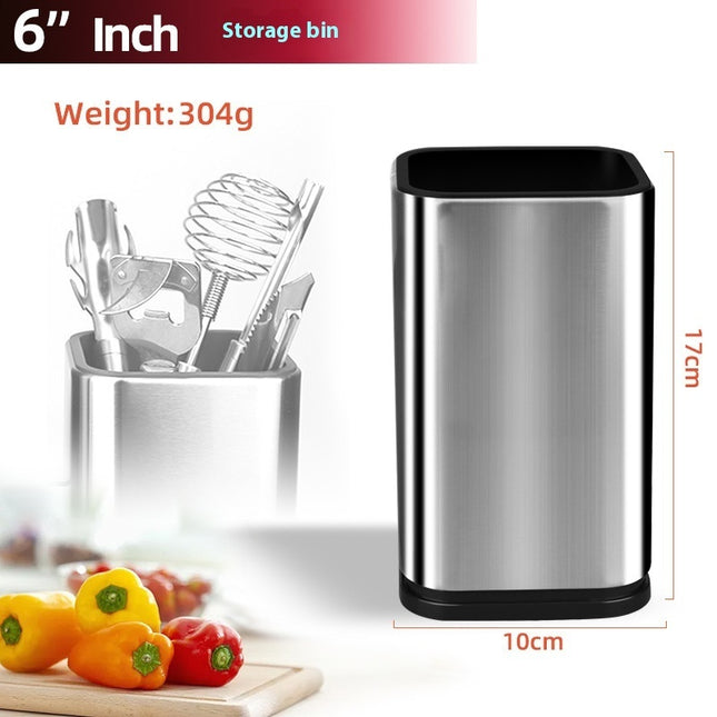 Stainless Steel Knife Holder & Kitchen Utensil Organizer, Large Capacity Countertop Storage Rack with Drain Tray