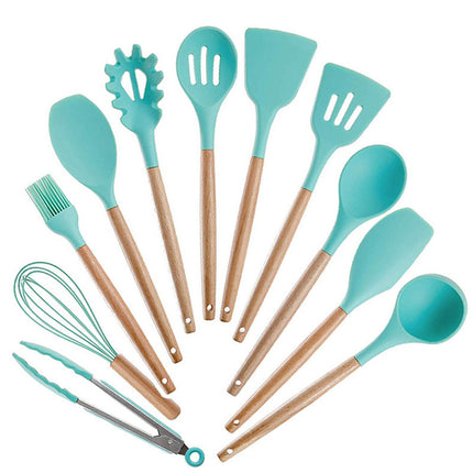Silicone Kitchen Utensils with Wooden Handle