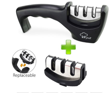 3-Stage Kitchen Knife Sharpener with Diamond Tungsten Steel & Ceramic Sharpening Slots