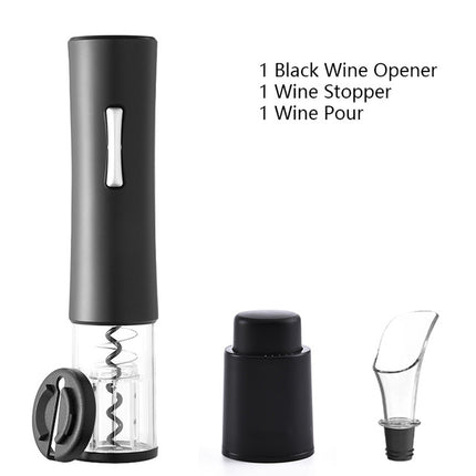 Automatic Electric Wine Opener Set with Foil Cutter and Elegant Design