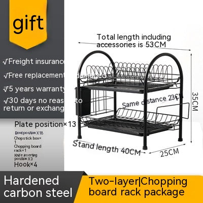2-Tier & 3-Tier Dish Drying Rack with Bowl, Cup & Utensil Storage