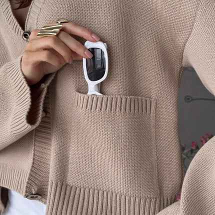 Cardigan da donna in maglia tinta unita