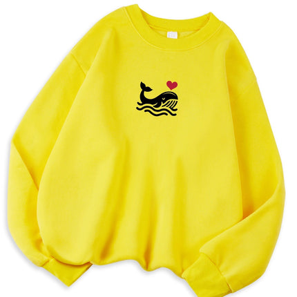 Felpa donna casual con stampa e cappuccio