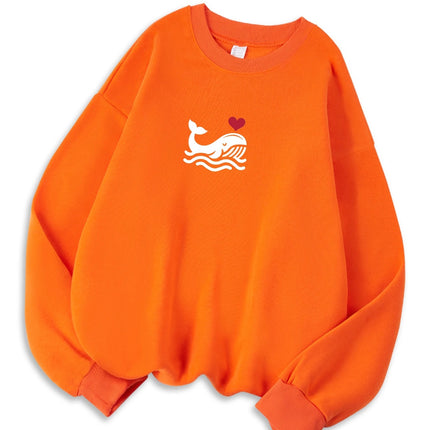 Felpa donna casual con stampa e cappuccio