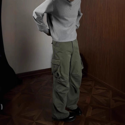 Pantaloni Uomo Straight-Leg Relaxed Fit – Workwear con Tasche e Lavaggio Vintage