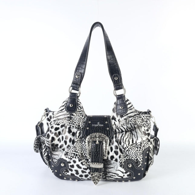 Borsa Donna Stampa Animalier – Shopper Elegante con Fibbia Decorativa
