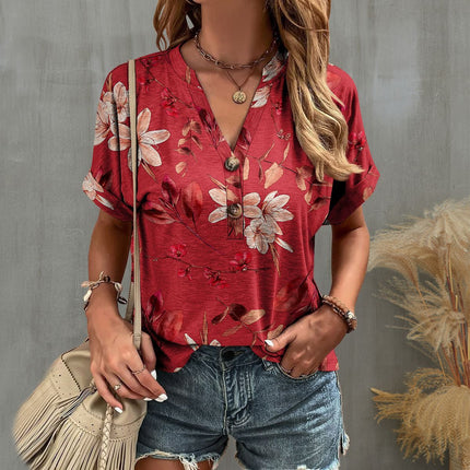 Blusa Donna Floreale Rossa