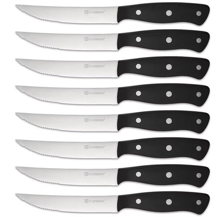 8-Piece Premium Steak Knife Set – Ultra Sharp Carbon Steel Knives with Ergonomic Handles