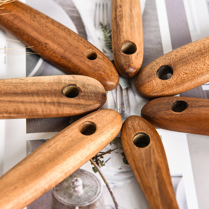 7-Piece Natural Teak Wood Kitchen Utensil Set for Cooking and Serving