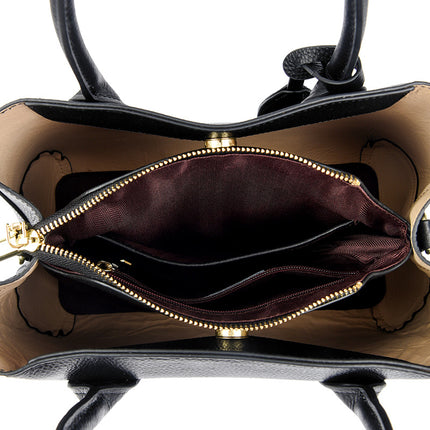 Borsa Donna Elegante Nera – Shopper Rigida con Tracolla Regolabile