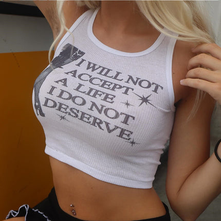 Crop Top Donna a Canotta con Stampa Testuale