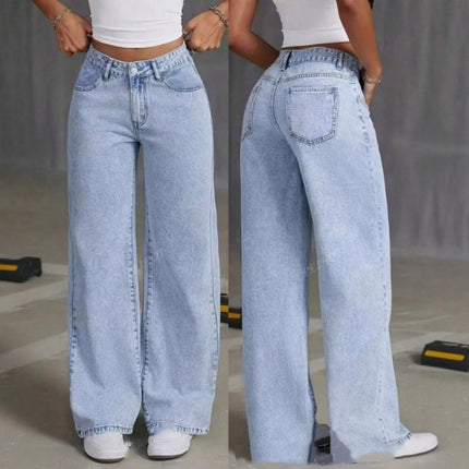 Jeans donna a vita alta gamba dritta stile