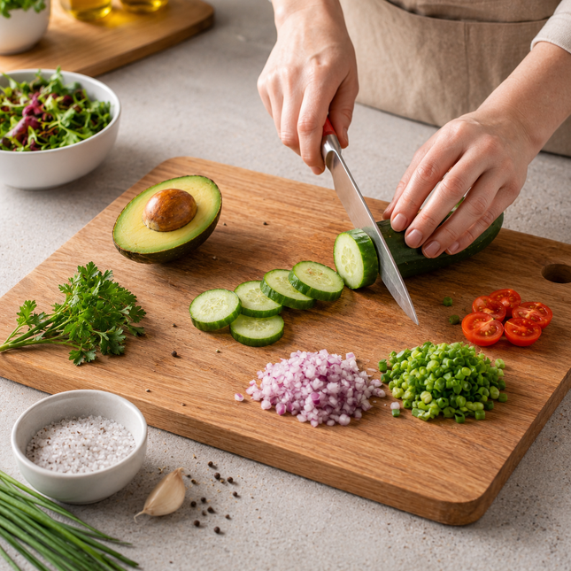 Natural Bamboo Kitchen Cutting Board with Antibacterial Surface