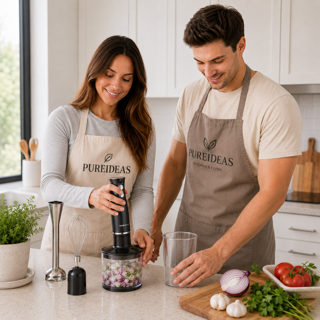 4-in-1 Hand Blender Set with Whisk, Chopper and Mixing Cup