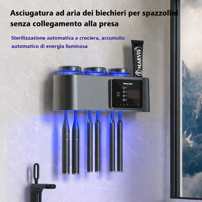 Portaspazzolini con Sterilizzatore UV – Asciugatura e Igiene Totale