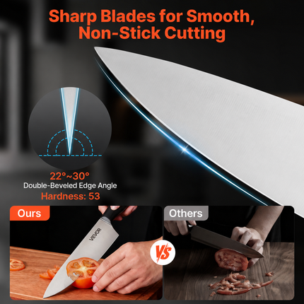 15-Piece Premium Kitchen Knife Set with Wooden Block, Built-In Sharpener & High-Carbon Stainless Steel Blades