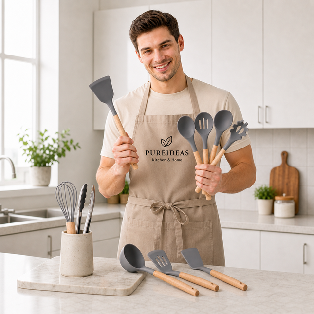 12-Piece Wooden Handle Kitchen Utensil Set