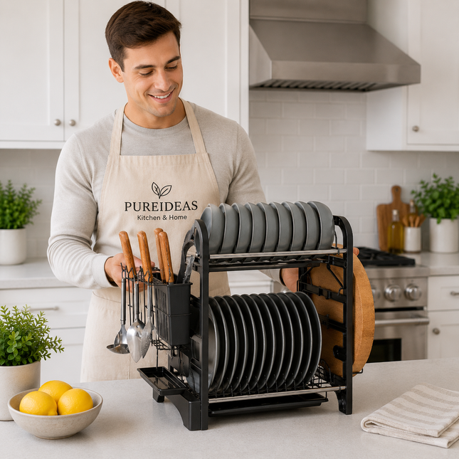 Bowl Multifunctional Dish Drying Rack with Bowl, Plate & Utensil Storage