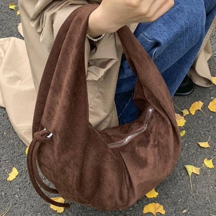 Borsa a Spalla in Suede Effetto Morbido