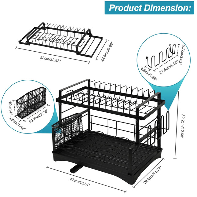 2-in-1 Kitchen Organizer Rack with Dish Drying Rack & Cookware Storage