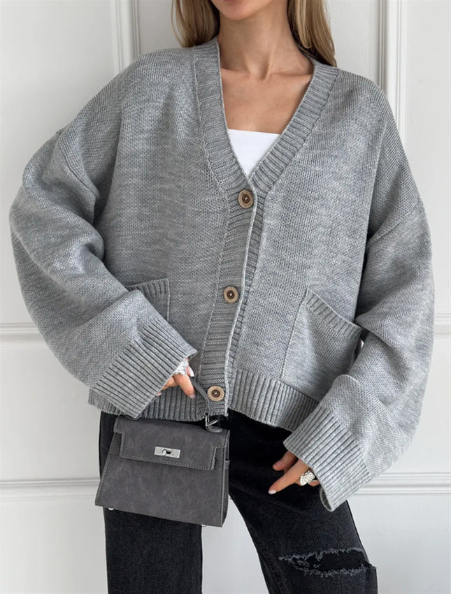 Cardigan da donna in maglia tinta unita